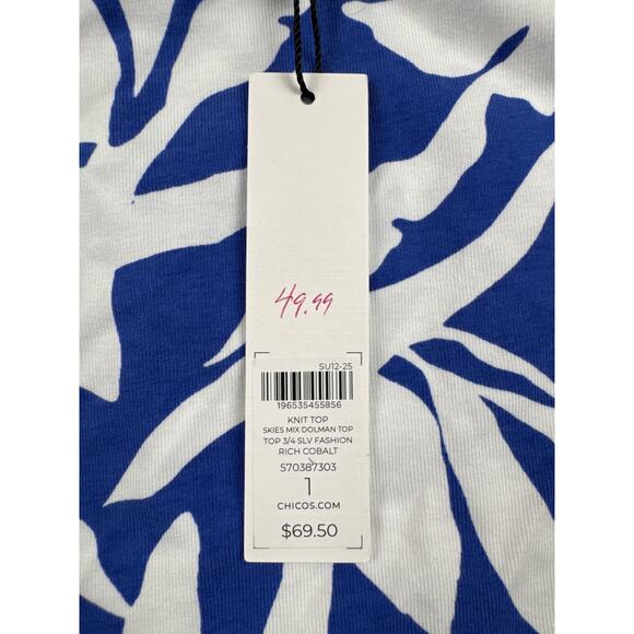 Chico’s Dolman Short Sleeve Knit Top – Rich Cobalt Blue, Size 8/M, NWT - Picture 8 of 9